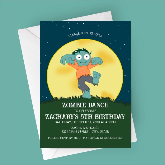 Dessin Zombie Danse Anniversaire Invitation