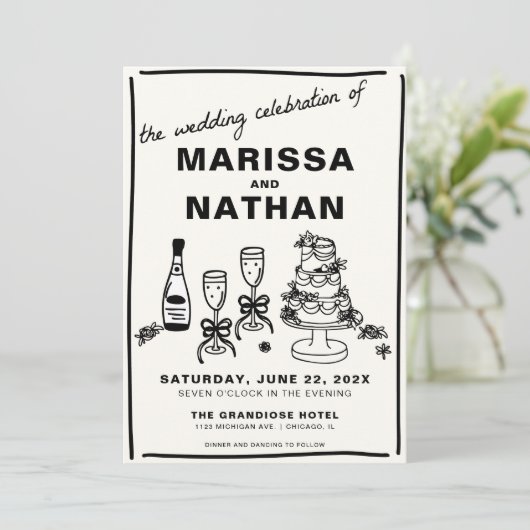 Dessiné ensemble Faire-part de mariage (Debout devant)