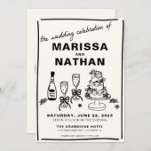 Dessiné ensemble Faire-part de mariage (Devant / Derrière)