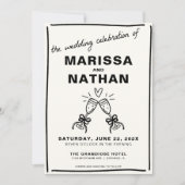 Dessiné Ensemble Faire-part de mariage Champagne (Devant)