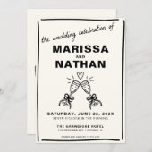 Dessiné Ensemble Faire-part de mariage Champagne (Devant / Derrière)