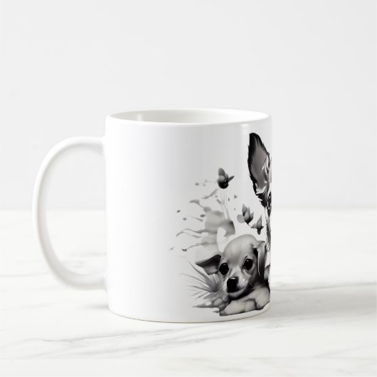 Dessins de Mug de café de chien et de chat. (Gauche)
