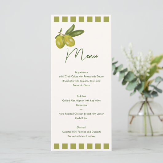 Dessins d'olives Menu Mariage (Debout devant)