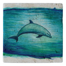 Aquarelle de dauphin de ~ de lagune d'indigo