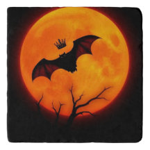 Crowned Bat King Halloween Trivet