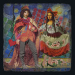 Dessous-de-plat Mona Lisa Romantic Funny Art coloré<br><div class="desc">Cette merveilleuse invitation prend des éléments de la Mona Lisa et de Van Gogh's Starry nuit pour faire un thème mariage exceptionnellement unique et fantasque stationnaire pour une invitation, merci, numéro de table, et plus encore! Mona Lisa - Cette image présente la Mona Lisa avec son homme, dansant dans la...</div>