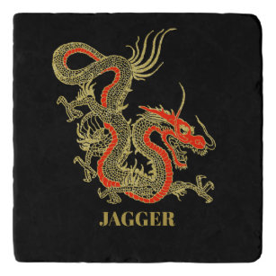 Dessous-de-plat Trivet de dragon chinois en Imaginaire noir rouge