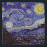 Dessous-de-plat Vincent Van Gogh Starry Nuit Vintage Art<br><div class="desc">Vincent van Gogh Starry Night Art Peinture Starry Night est un tableau de l'artiste post-impressionniste néerlandais Vincent van Gogh. Le ciel bleu de la nuit est rempli de nuages tourbillonnants, d'étoiles et d'une lune brillante croissant. La Nuit étoilée est la seule nocturne de la série de vues depuis la fenêtre...</div>