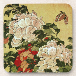 Dessous-de-verre 北 斎 Hokusai Peonies & Papillons
