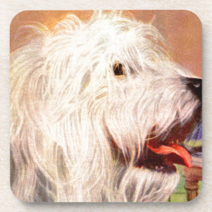 Dessous-de-verre 1950s old English sheepdog illustration