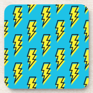 Dessous-de-verre 1980/1990 Neon Blue Yellow Lightning Motif