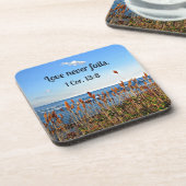 Dessous-de-verre 1 Corinthiens 13:8 L'amour n'échoue jamais. (Côté gauche)