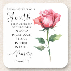 Dessous-de-verre 1 Timothée 4:12 - Jeune Bible Verse Fleur
