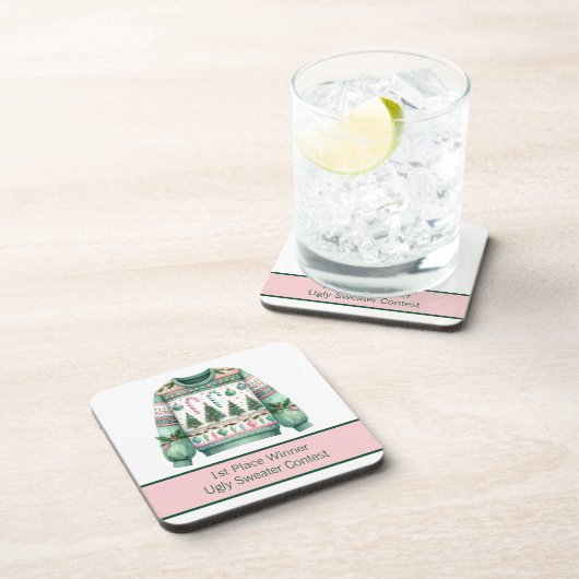 Dessous-de-verre 1ère place Gagnante Laid Sweat Concours Vert Rose (Côté Droit)