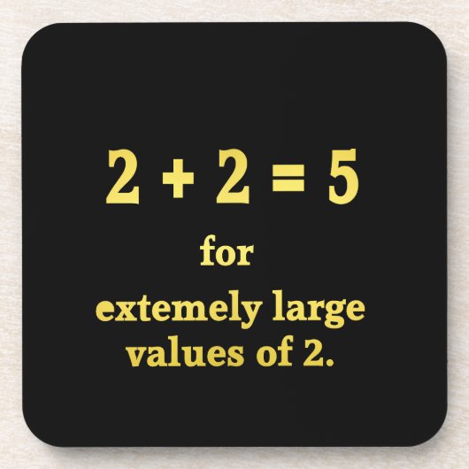 Dessous-de-verre 2 + 2 = 5 Blague de maths drôle (Devant)