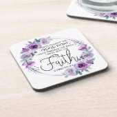 Dessous-de-verre 2 Timothée 4:7 J'ai gardé la foi Florale pourpre (Côté gauche)