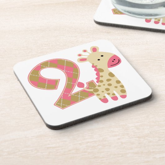 Dessous-de-verre 2e anniversaire Giraffe rose (Côté gauche)
