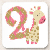 Dessous-de-verre 2e anniversaire Giraffe rose (Devant)