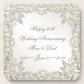 Dessous-de-verre 30ème anniversaire de mariage de perle élégante (Devant)