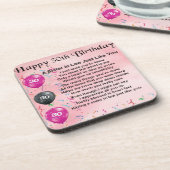 Dessous-de-verre 30ème anniversaire - poème de belle-soeur (Côté gauche)