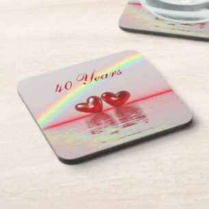 Dessous-de-verre 40e Anniversary Ruby Hearts