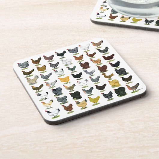 Dessous-de-verre 49 poules de poulet (Côté gauche)