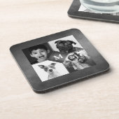 Dessous-de-verre 4 Photos de famille Noir Blanc Chalboard Monogramm (Côté gauche)