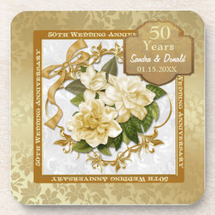 Dessous-de-verre 50e anniversaire du Mariage Floral Gold