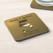 Dessous-de-verre 5e anniversaire Mariage d'or métallique (Côté gauche)