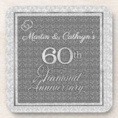 Dessous-de-verre 60e anniversaire de diamant Damas avec noms (Devant)