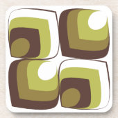 Dessous-de-verre 70s Bold Modern Retro Ogee Motif in Greens (Devant)