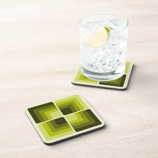 Dessous-de-verre 70s Rainbow Squares Monochrome Green (Côté Droit)