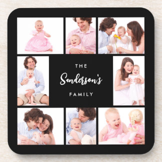 Dessous-de-verre 8 Sections Family Photo in Black Frame