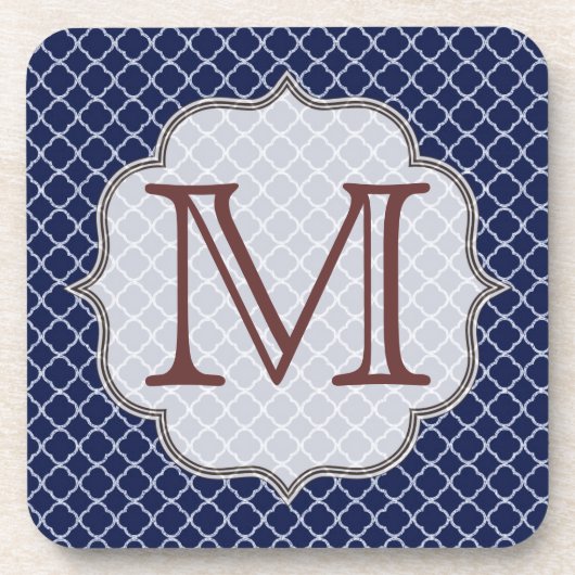 Dessous de verre à boire de monogramme bleu marine (Devant)