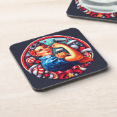 Dessous de verre à dos de liège - Rosie le Riveter (Côté gauche)