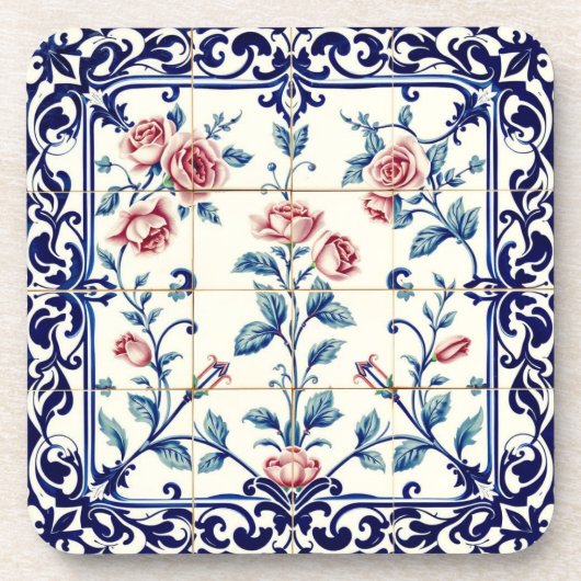 dessous de verre à filigrane de rose (Devant)