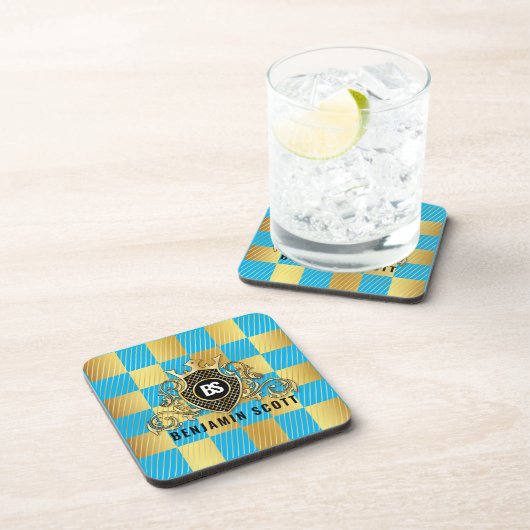 Dessous de verre à monogramme doré élégant (Côté Droit)