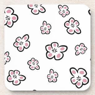 dessous de verre à motif de fleur rose