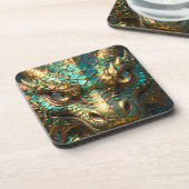 Dessous-de-verre A Turquoise and Gold Dragon Mystical (Côté gauche)