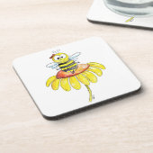 Dessous-de-verre Abeille blanche mignonne sur une fleur (Côté gauche)