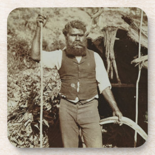 Dessous-de-verre Aborigène avec un boomerang, c.1860s (photo de