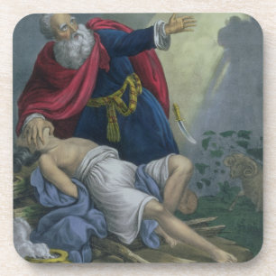 Dessous-de-verre Abraham offrant vers le haut de son fils Isaac,