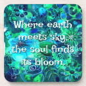 Dessous-de-verre Abstract Floral Teal Blue Green Personalized (Devant)