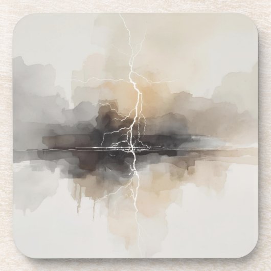 Dessous-de-verre Abstract Lightning in Neutrals Print (Devant)