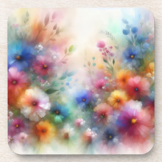 Dessous-de-verre Abstract Watercolor Florals Coaster (Devant)