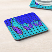 Dessous-de-verre Abstrait bleu français avec texture tissée (Côté gauche)