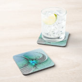 Dessous-de-verre Abstrait De Bleu, Art Fractal Moderne (Côté Droit)