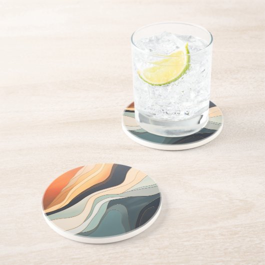 Dessous de verre Abstrait en grès (Côté)