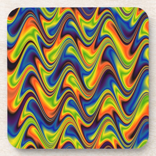Dessous-de-verre Abstrait multicolore ondulé (Devant)