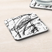 Dessous-de-verre Abstrait noir et blanc (Côté gauche)